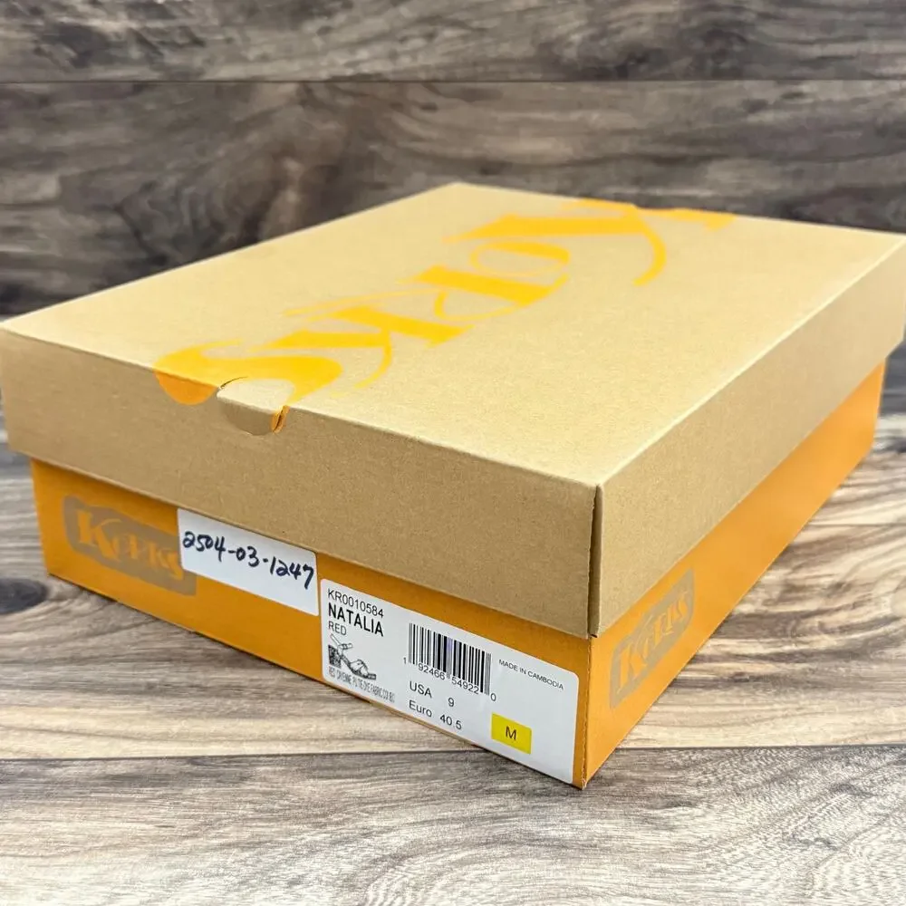 NIB Korks Kork Ease Natalia 9M Knot Clog Sandal Red Cayenne PU Tie Dye Combo - Picture 10 of 10